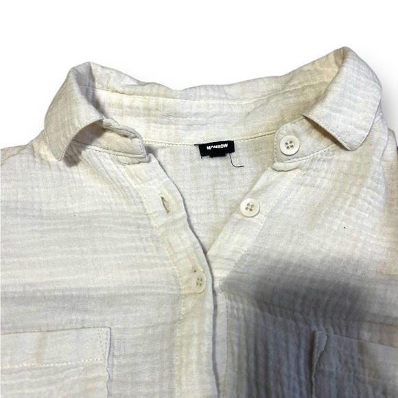 Revolve Monrow Relaxed Button up Blouse In Chalk Long Sleeve Size Medium - Picture 7 of 10